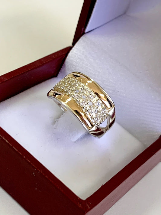 Anillo Plata Con Lámina De Oro 14 Quilates