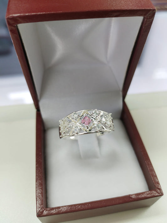 Anillo cintillo rosa